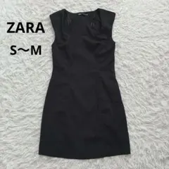 ZARA ザラノースリーブワンピース　ミニ丈　タイト　黒　ブラック　S〜M