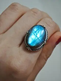 ​【強シラー】ラブラドライト リング シルバー925 天然石 コレクション高品質