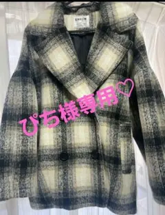 ENVYM チェック柄 ダブルブレストコート