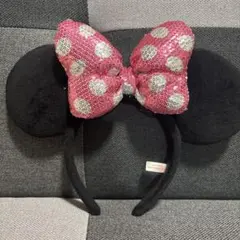 ミニーマウススパンコールリボンカチューシャ