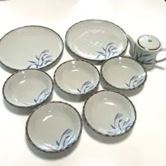 食器セット 和風　大皿×２枚　中深皿×５枚　調味料入れ×1個　とんかつ　天ぷら