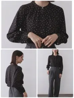 OPAQUE.CLIP プリント柄タックデザインブラウス　38 M