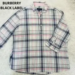 レア！ バーバリー ブラックレーベルシャツ 5分袖 ホースロゴ チェック ＸＬ