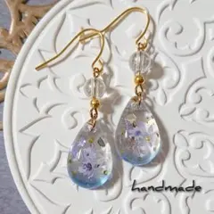 ≪306 ブルー≫レジンピアス 400円