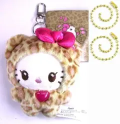 正規品タグ付 ハローキティ ギャルクマ マスコットキーホルダー ヒョウ柄 茶