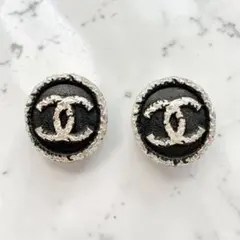 CHANEL シャネル イヤリング ココマーク ブラック シルバー ヴィンテージ