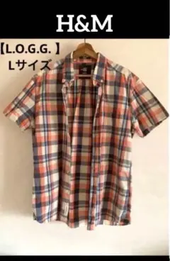 H&M L.O.G.G. チェック柄 半袖シャツ Lサイズ　プィッテッドのサムネイル