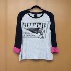 PPFM ラグランロンT ブラック×グレー サイズ M