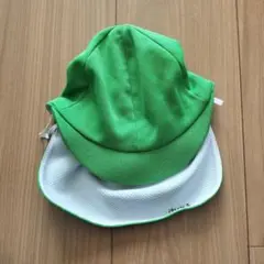 カラー帽子 子供用 緑色 メッシュ帽子 つば付き