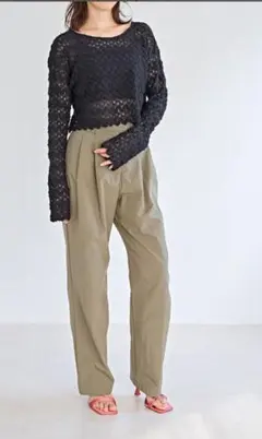 iNtimité ブラック レース編み 長袖Tシャツ S