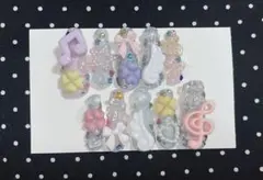 ネイルチップ♡現品♡ ゴテゴテ 音符 WISHコア 羽 四葉 リボン 星 ハート