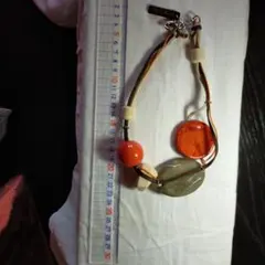 オレンジ グリーン ビーズ ネックレス