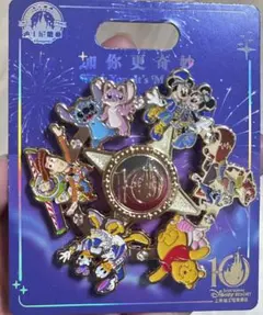 上海ディズニー10周年 ミッキーミニーフレンズ回転ピンバッジ