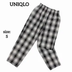 ユニクロ イージーパンツ ゴムウエスト ゆったり チェック柄 テーパード 通年
