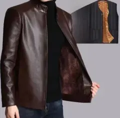 【フォロー割あり】裏ボア レザー ジャケット ブラウン 茶 防寒