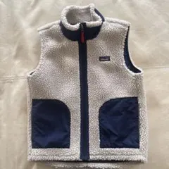 patagonia フリースベスト M クリーム色 ネイビー