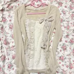 axes 姫カジ 森ガール コケット リボン フリル カットソー トップス