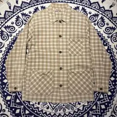 90s 日本製 McGREGOR コットン×リネン チェックシャツ カバーオール
