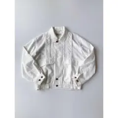 Used レトロなデザインが可愛い♪ ホワイト切替生地 スポーツブルゾン