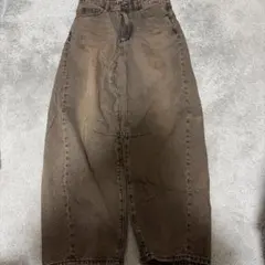 【匿名発送】GU ジーユー バレルレッグジーンズ デニム パンツ M ブラウン