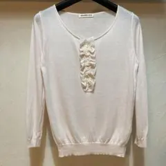 STRAWBERRY-FIELDS 薄手ニット フリル　春ニット