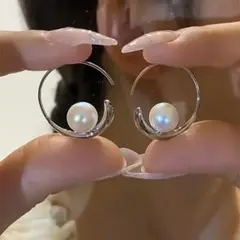 【処分特価】淡水パールフープピアス