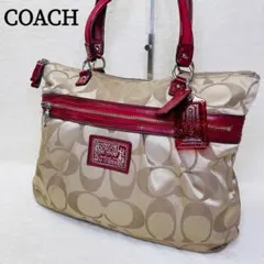 coach poppy y2k コーチ ポピー トート ベージュ 赤