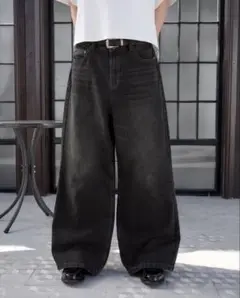 Regen Glanz ワイドバギーデニムパンツ　ブラック