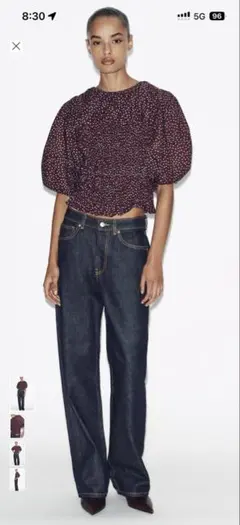 ZARA ドット柄グローブスリーブブラウス