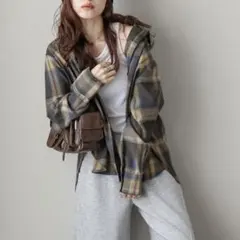 【美品】La-gemme ヴィンテージライクチェックシャツ　フリーサイズ