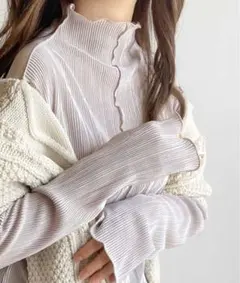 classicalelf 2wayメロープリーツハイネックトップス ライトグレー