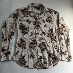 TORNADO　MART　花柄　ボタンシャツ　ベージュ色　全体的ラメ入　Мサイズ