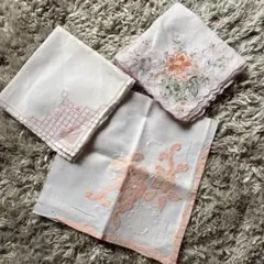 近沢レース刺繍入りハンカチ 3枚セット