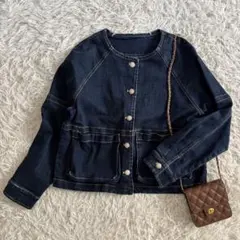 ＆HALF【noa-ge】 ラグランノーカラーデニムジャケット　M