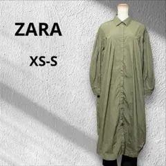 ZARA ザラ　ナイロンワンピース　カーキ　XS-Sサイズ　シャカシャカ素材