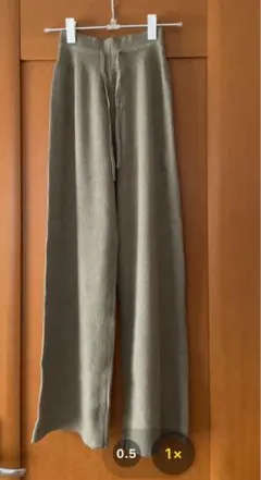 【新品】UNIQLO ウォッシャブルニットリブパンツ グリーン　Sサイズ