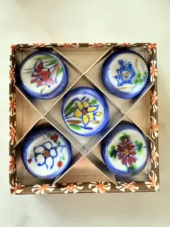 花柄の陶器箸置き 5個セット