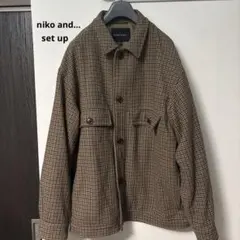 【人気】niko and… チェック セットアップ ブラウン M〜L
