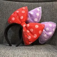 ディズニーリゾート　デカリボン　カチューシャ 赤と紫の２点セット