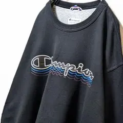 チャンピオン ロゴ スウェットトレーナー ブラック 黒 L 古着