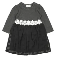 新品タグ付　天竺　ドットシフォン切替　ワンピース