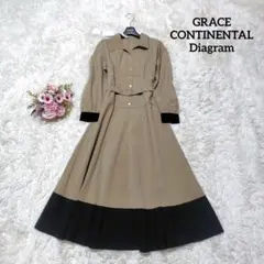 【タグ付き♡近年モデル】グレースコンチネンタル　ボリュームフレアシャツワンピース