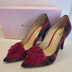 D.IANA　チェック柄ハイヒールパンプス