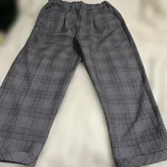 グレー系チェック ワイドパンツ ゴムウエスト