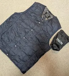 美品 TAION-001 Vネック インナーダウンベスト ダークネイビー L