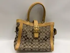 COACH コーチ シグネチャー トートバッグ ハンドバッグ ベージュ レザー