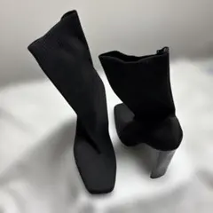 ZARA ニットストレッチブーツ 黒 39サイズ 美品
