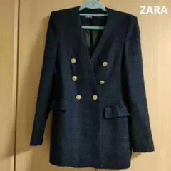 ZARA　美品　ツイードジャケット　ネイビー