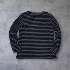 ボーダー 長袖カットソー ネイビー レイヤードスタイル 肌触り抜群