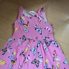H&M 蝶プリント ノースリーブワンピース 134/140